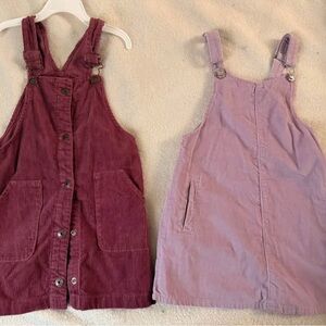 OshKosh B'gosh Girls Corduroy Pinafore Dress Set in Burgundy and Lavender